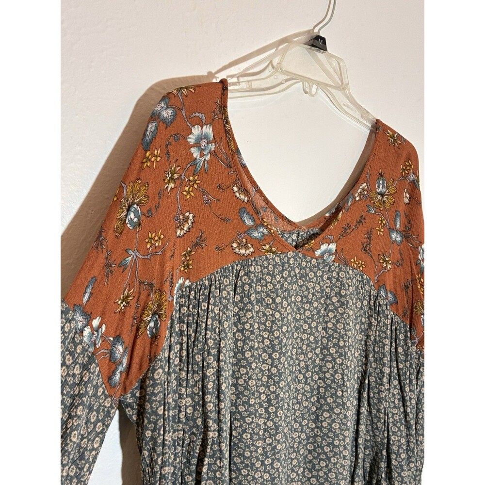 White Birch XL Blouse Terracotta Blue Floral Top Boho - Picture 5 of 8